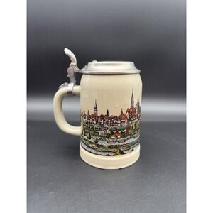 Vintage‎ Munchen German Stein Handmade by Schmidt W/Zinn Pewter Lid w/BMW Badge